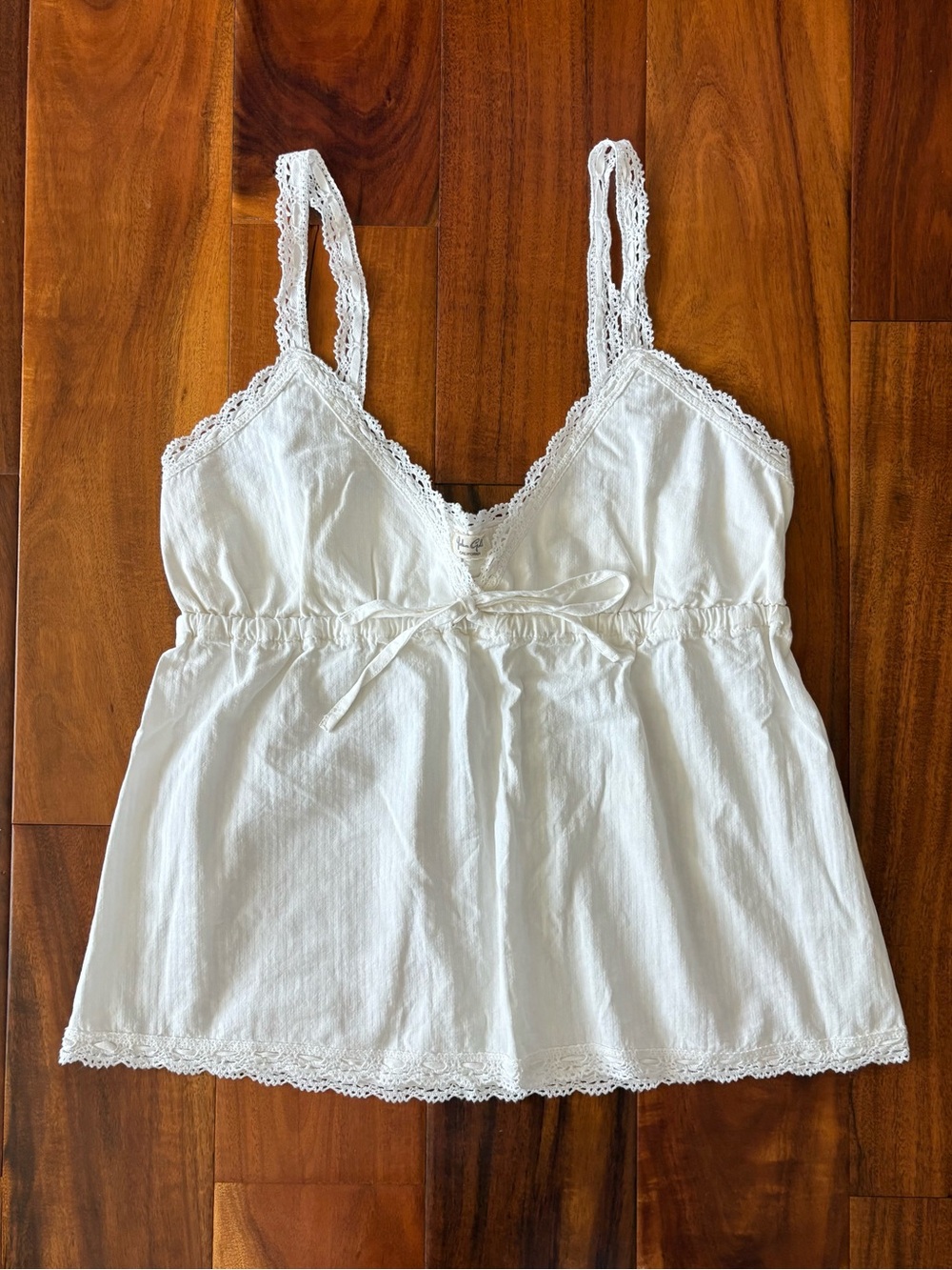 Brandy Melville White Lace-Trim Top
